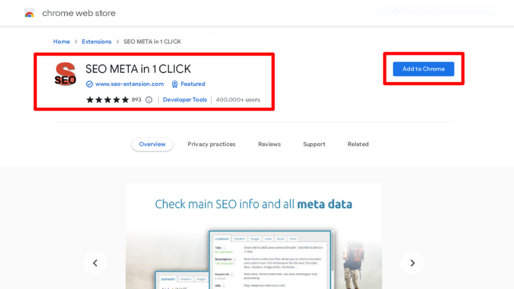Installing SEO Meta in 1-Click (SEO Chrome Extension)