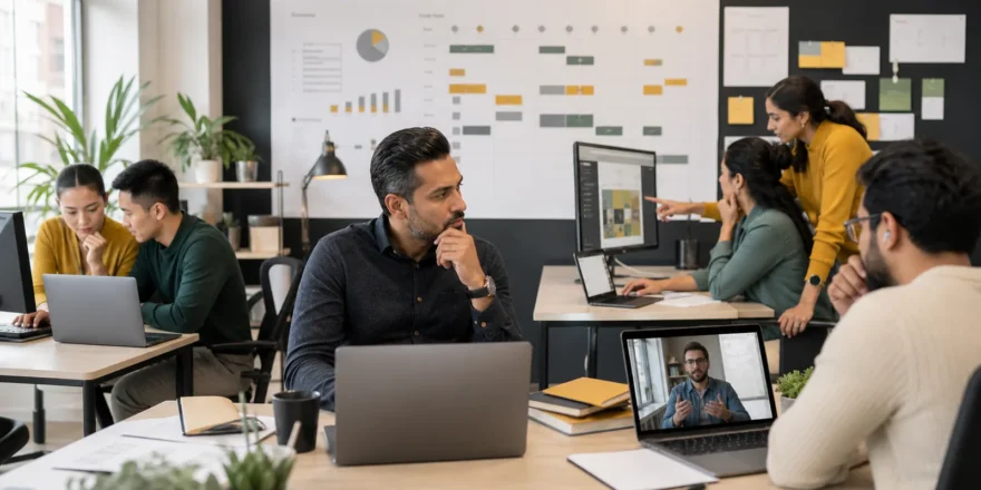 Agency operations team comparing in-house, freelance and white-label web development capacity